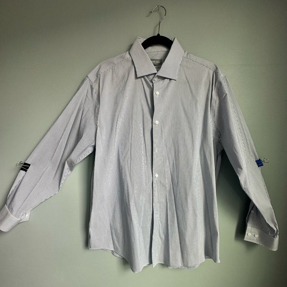 Michael Kors- Men’s XL Slim Fit - Blue and White Vertical Stripe